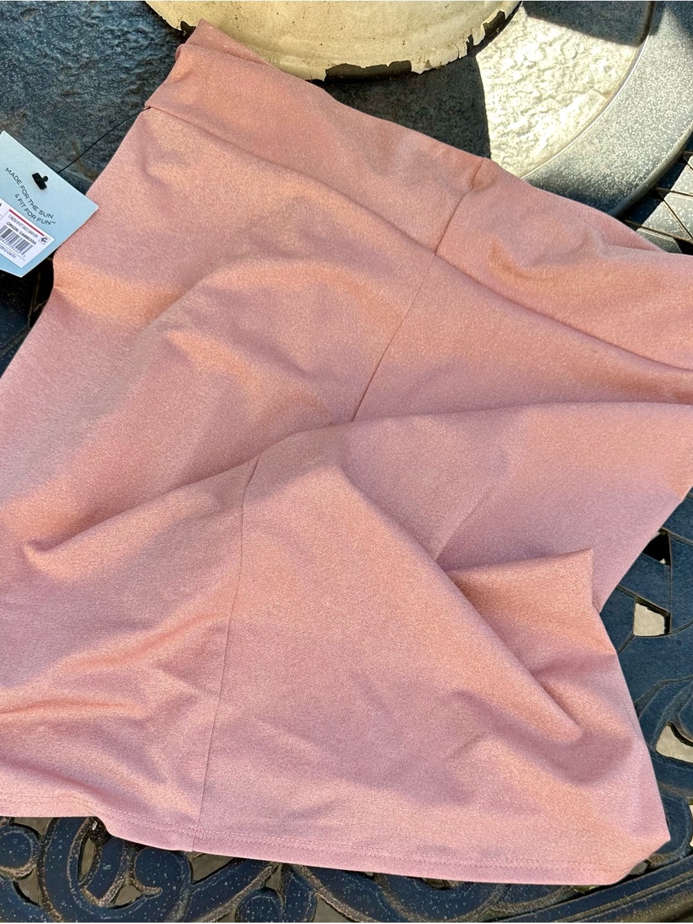 NWT Shade & Shore Blush Shimmer Pink Twist Front Swim Cover Up Skirt - Picture 4 of 6